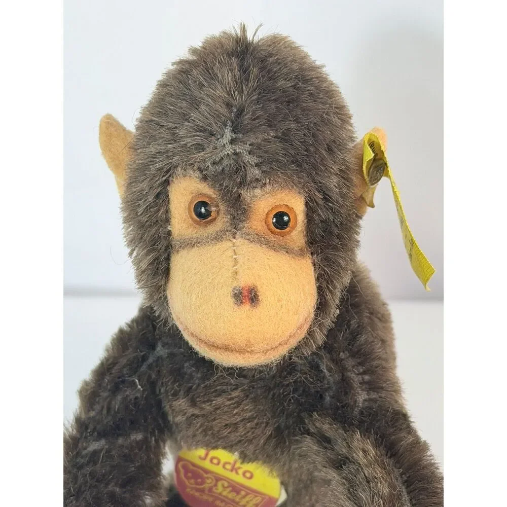 VTG Steiff Monkey Jocko Jointed Mohair Button 0020/16 Austria Germany 4.5